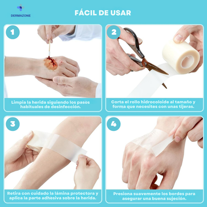 CURAROLL™ - (2 Unidades) Rollo Hidrocoloide Recortable para Granos, Espinillas, Rozaduras, Ampollas y Piel Superficial Irritada