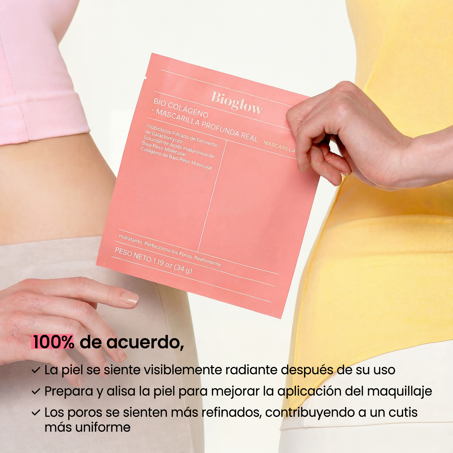 BioGlow Mascarilla Facial (8 Unidades) – Efecto Piel Jugosa y Reducción de Poros