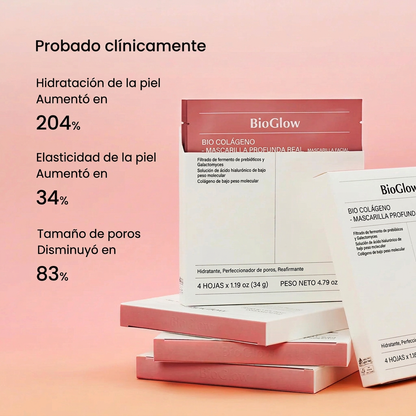 BioGlow Mascarilla Facial (8 Unidades) – Efecto Piel Jugosa y Reducción de Poros